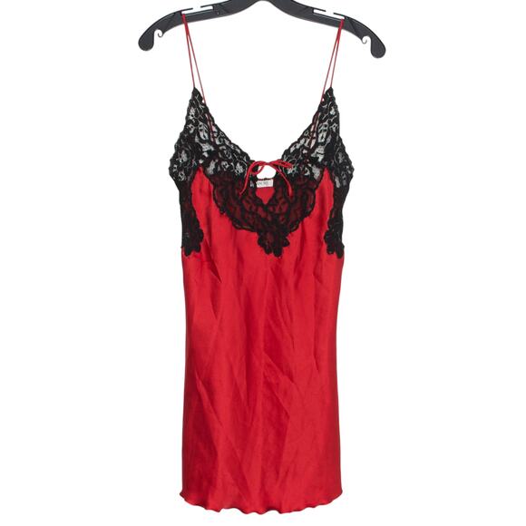 Vintage Blanche Slip Dress Lace Trim Romantic Coquette 50s 60s Sexy Red Black P - Picture 1 of 6